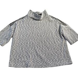 Zenergy by Chico’s Womens Black White Mock Neck Short Sleeve Sweater Size Large